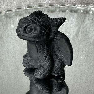 Black obsidian toothless crystal carving
